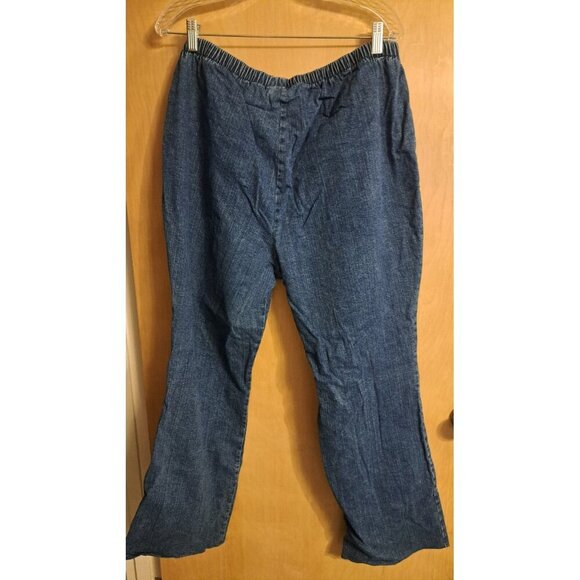 Denim 24/7 Jeans Womens Navy Blue 24W Pull On Floral Stretch Waist Dark Wash - Picture 4 of 4